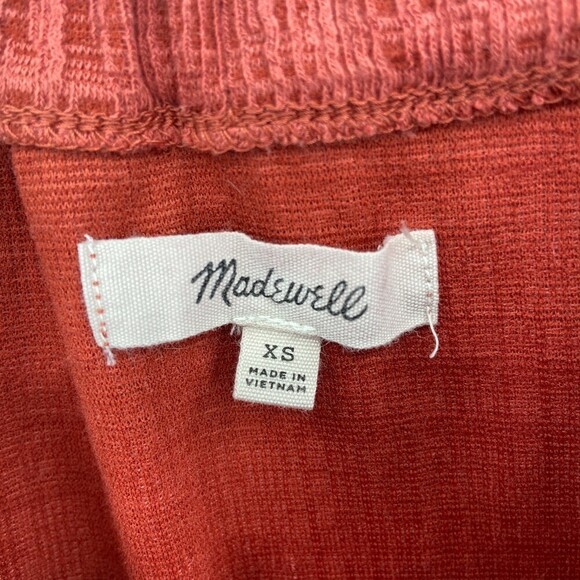 MADEWELL Burnt Orange Rust Off The Shoulder Textured Button Front Dress Size XS - Picture 6 of 7